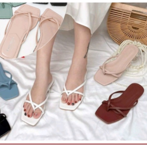 Dép lê nữ xỏ ngón quai dây đơn giản kẹp tông đế bệt mũi vuông thời trang giá rẻ