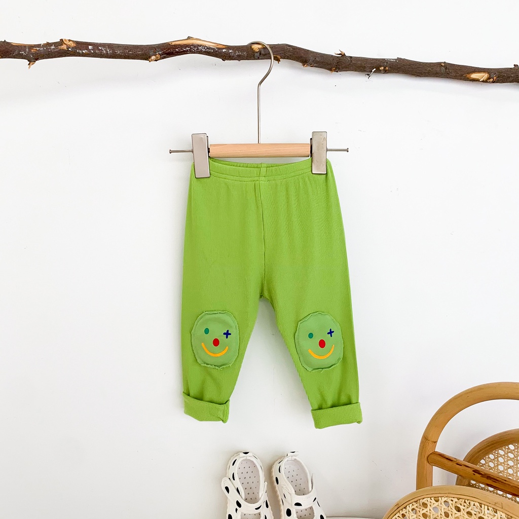 Quần Legging Cotton Mềm Mại In Họa Tiết Mặt Cười Dễ Thương Cho Bé Sơ Sinh 0-24 Tháng Tuổi