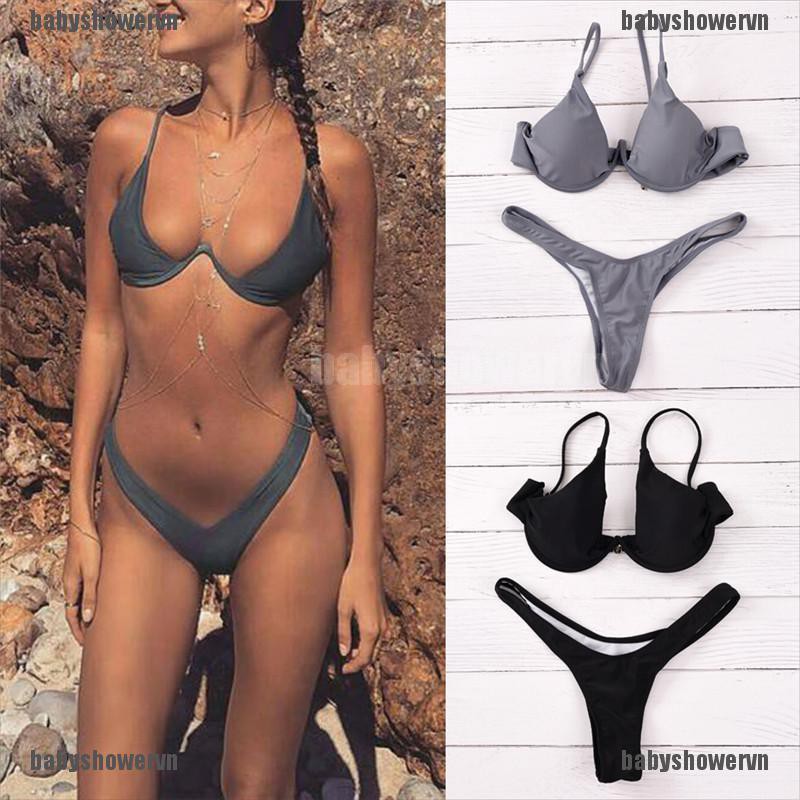 Bộ bikini áo có gọng độc đáo phối quần lót lọt khe thời trang gợi cảm cho nữ