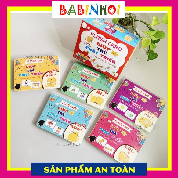 Bộ thẻ học cỡ to giúp trẻ phát triển tư duy, ngôn ngữ và giao tiếp trọn bộ 300 câu hỏi và trả lời Hibaby Plus