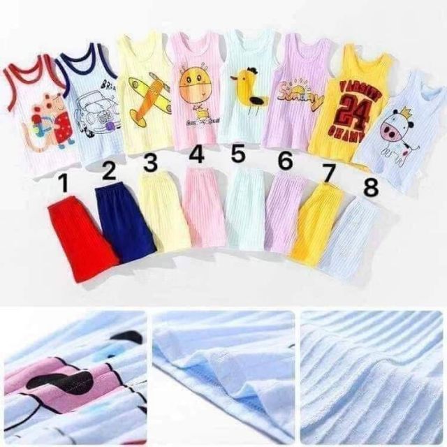 4 Bộ ba lỗ cotton giấy hàng QUẢNG CHÂU cho bé trai và bé gái