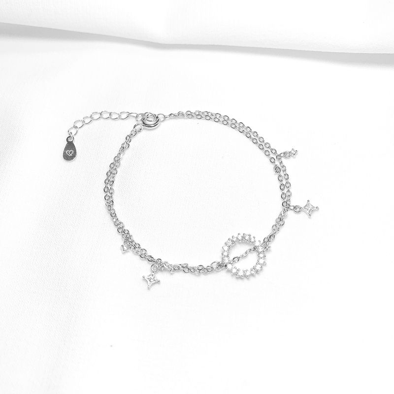 Lắc Tay Bạc Blue Peach Circle &amp; Star LT413