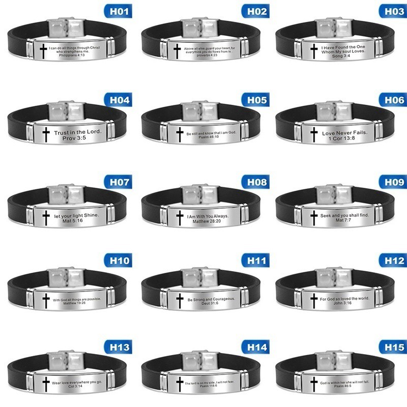 Vòng đeo tay khắc câu nói thiên chúa giáo bằng inox