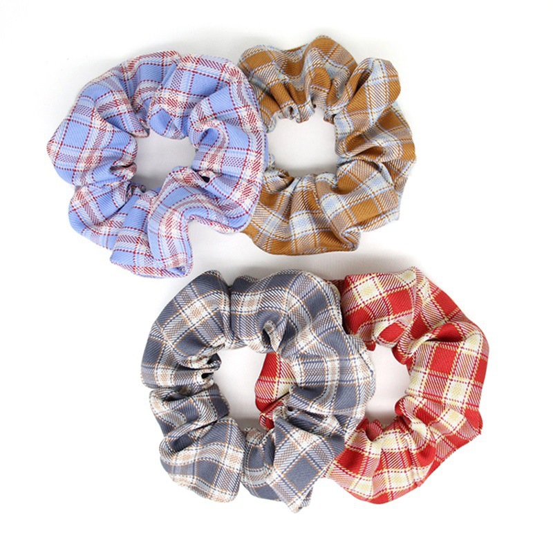 Forest Department Large Intestine Fat Intestine Hair Tie Hair Tie Head Rope Korea Ins Net Red Simple Cold Wind Sweet Fairy Girl Plaid Large Intestine Circle Hair Accessories