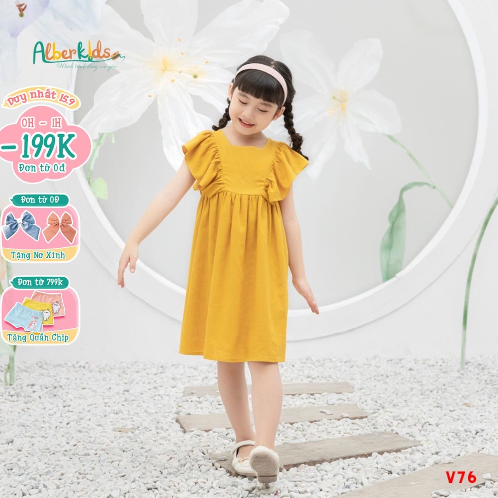 Váy bé gái ALBERKIDS tay cánh tiên công chúa xinh đẹp cho trẻ em 2,3,4,5,6,7,8,9,10,11,12 tuổi [V81]