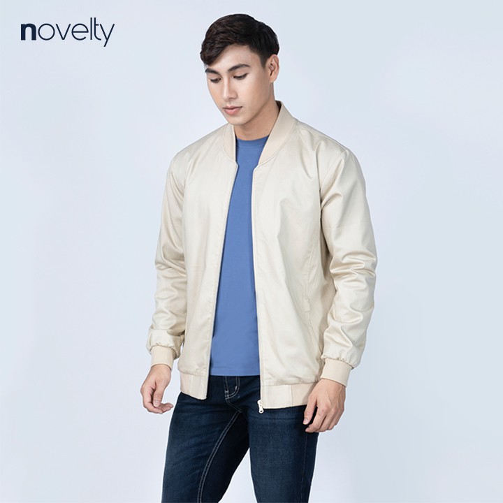 Áo Jacket Khaki Bomber nam Novelty in họa tiết màu kem NJKMHTMT3R1905662