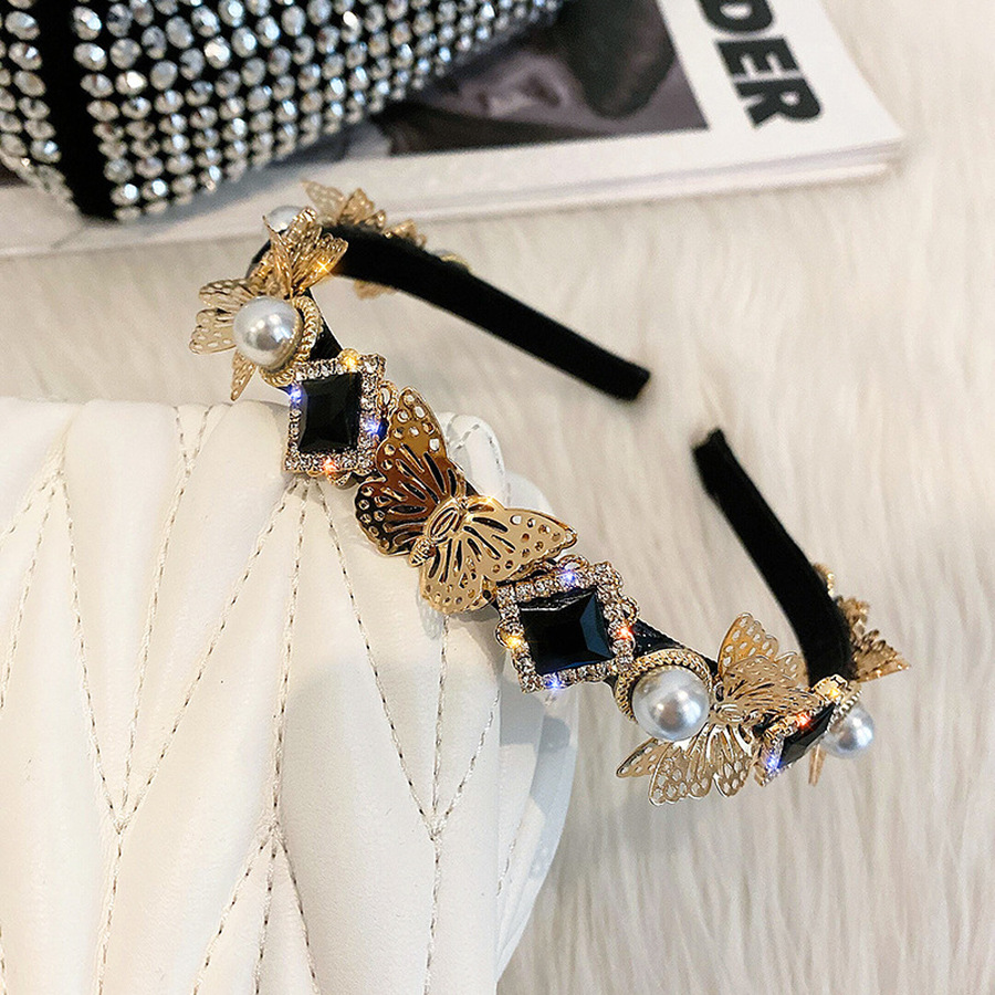 Băng Đô Cài Tóc Hình Bướm Đính Ngọc Trai Nhân Tạo Thời Trang