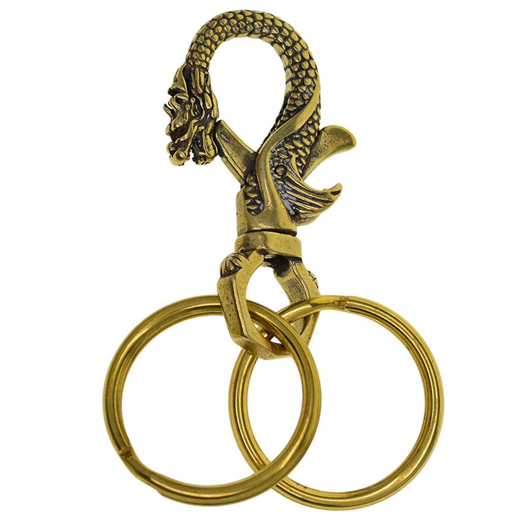 Deevoka Handmade Brass Dragon Xoay Tôm Hùm Móc Khóa & 2 Chiếc Vòng Chìa Khóa 32 Mm-168-ZAL