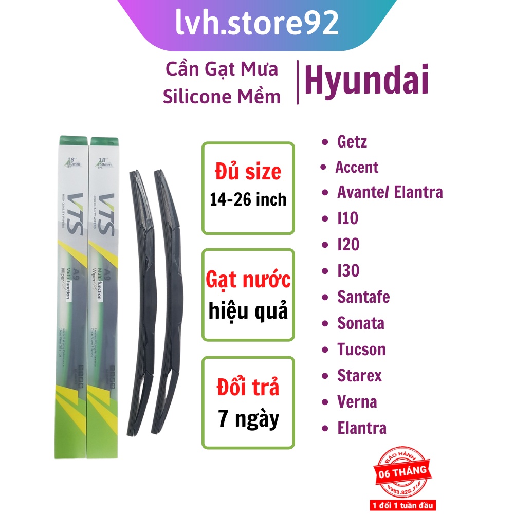 Cần gạt mưa ô tô Hyundai Santafe, Sonata, Tucson, Starex, Verna Thanh 3 khúc A9 Lưỡi Silicone BH 6 tháng- lvh.store92