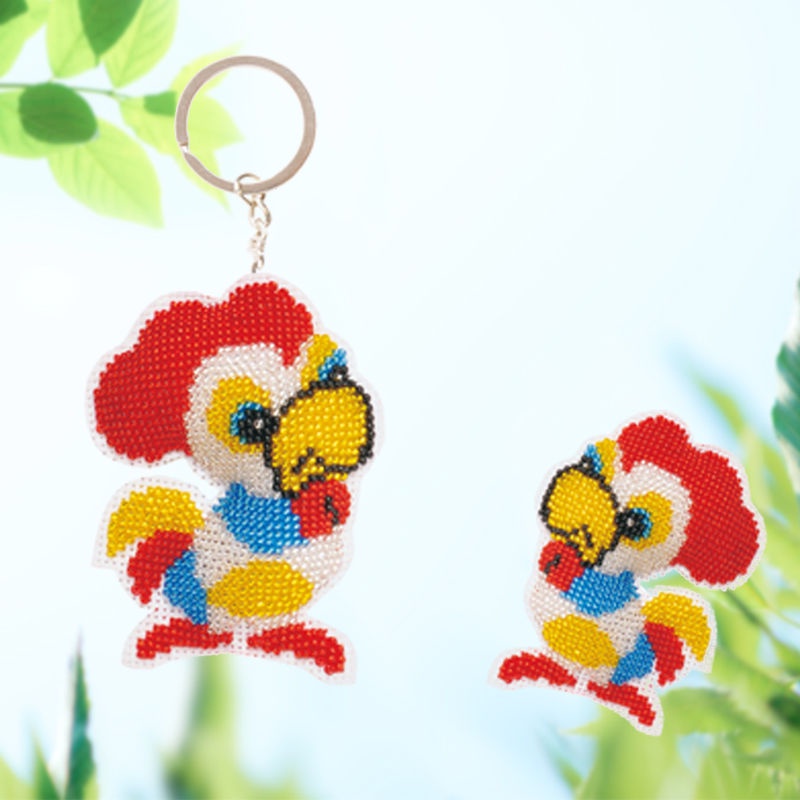 Móc khóa thêu chữ thập, móc khóa kết cườm, mẫu mười hai con giáp cực cute, cực yêu (tự thêu)