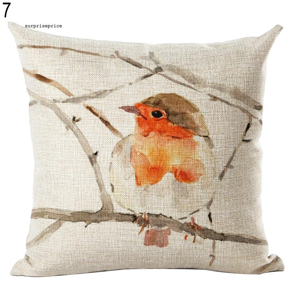 Bao bọc gối trang trí hình vuông in hình chú chim đáng yêu