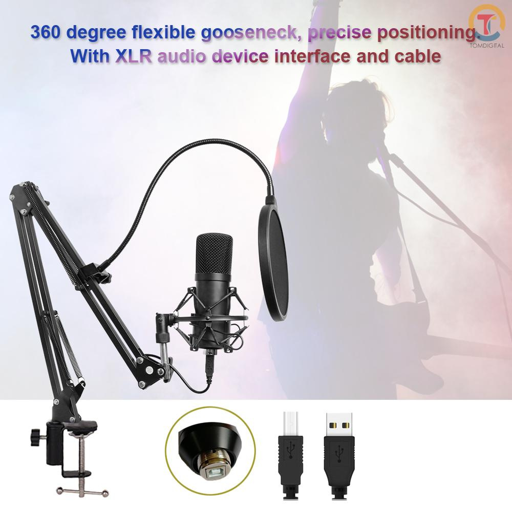 Condenser Microphone Adjustable Condenser Microphone Kit Studio Suspension Boom for Computer Audio Studio Recording Vocal Mic with Microphone Holder