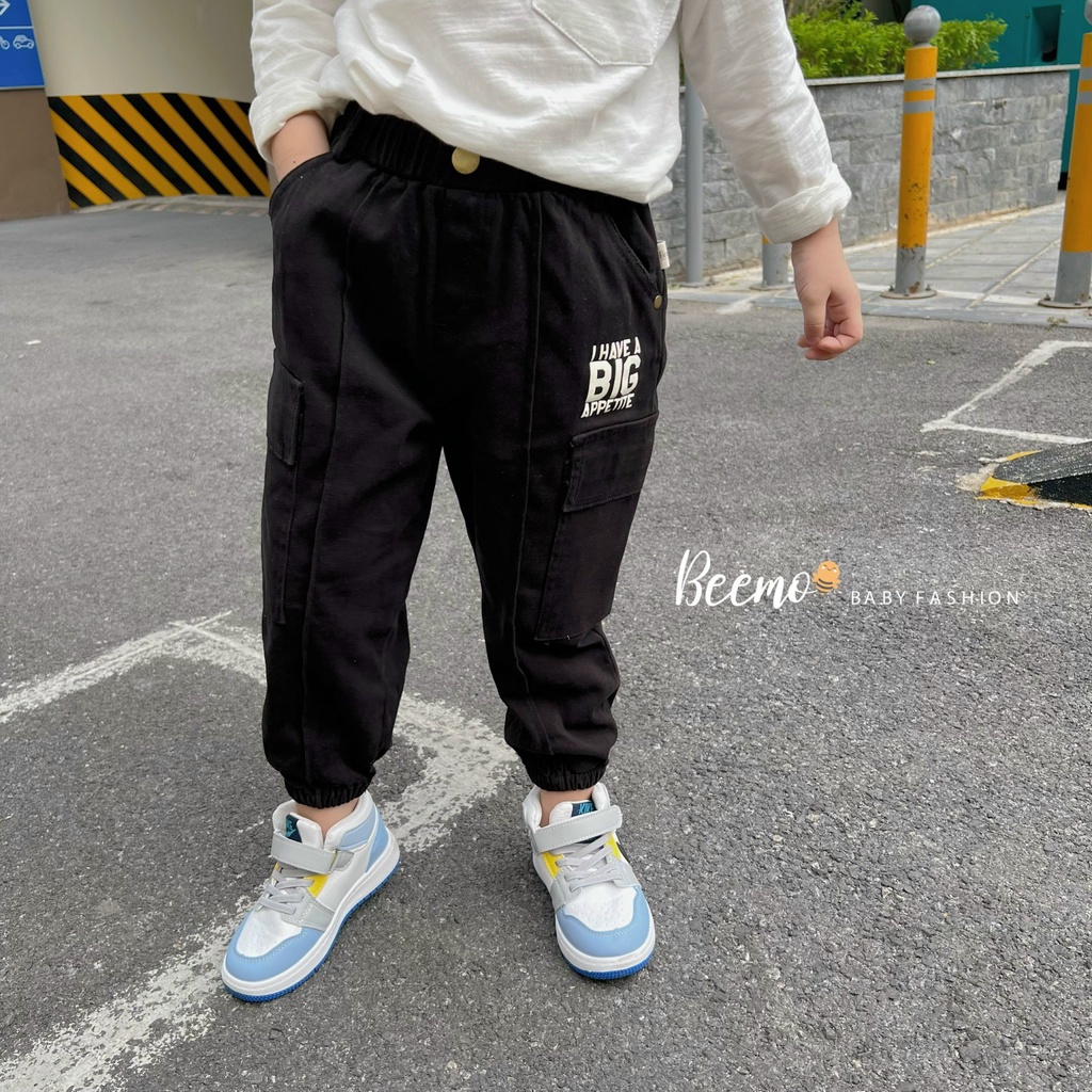 Quần dài kaki Beemo in hình phối túi có cúc phong cách Hàn cho bé trai