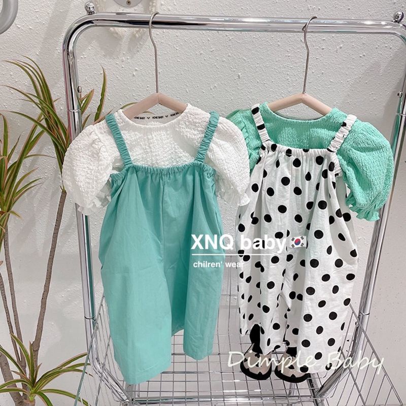 Quần Yếm Mùa Hè Phong Cách Phương Tây Ống Rộng Phong Cách Phương Tây Cho Bé Gái 0512