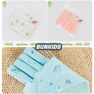 Set 5 Khăn sữa MIPBI 2 lớp cotton in hình 30x30cm 100% vải cotton không xù