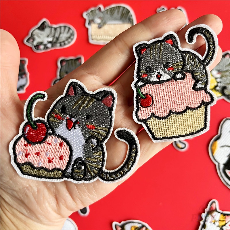 ♚ Miếng Dán Ủi Hình Mèo Lười Biếng Ăn Món Tráng Miệng / Ngủ / Play ♚ 1 Miếng Dán Ủi Lên Quần Áo