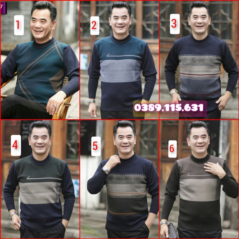 - ÁO LEN TRUNG NIÊN CỔ TRÒN DÀY DẶN CHO ÔNG, CHO BỐ