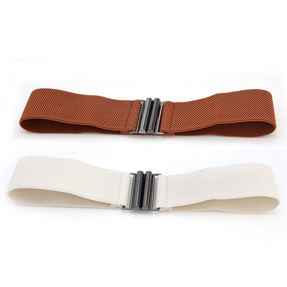 Thắt Lưng Bản Rộng Co Giãn Màu Trơn Có Khóa Kim Loại