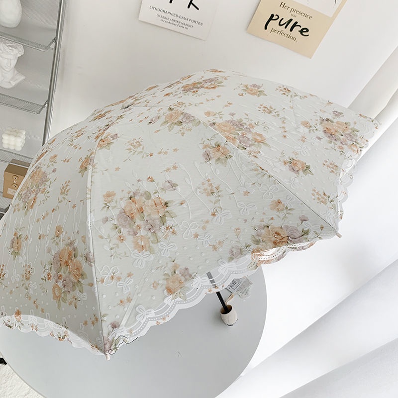 Dù Ren Hai Lớp Màu Đen Chống Tia Cực Tím Có Thể Gấp Gọn Tiện Dụng