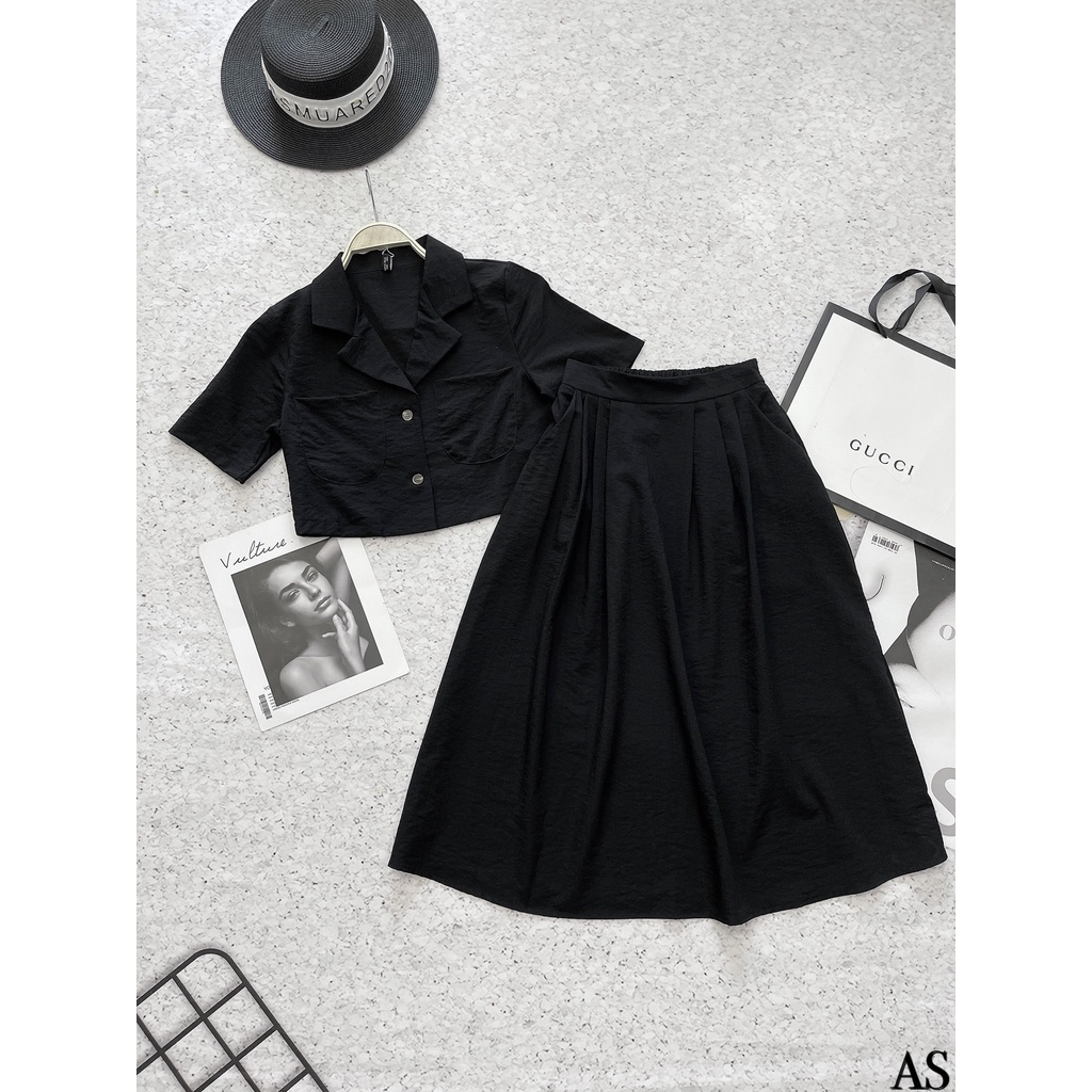 SET BỘ CỔ VEST CV XẾP LY TÚI TRÒN