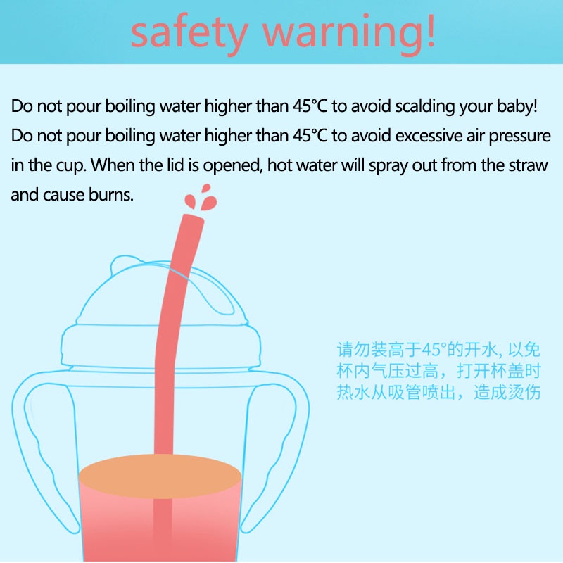 Bình uống nước có tay cầm và ống hút cho bé