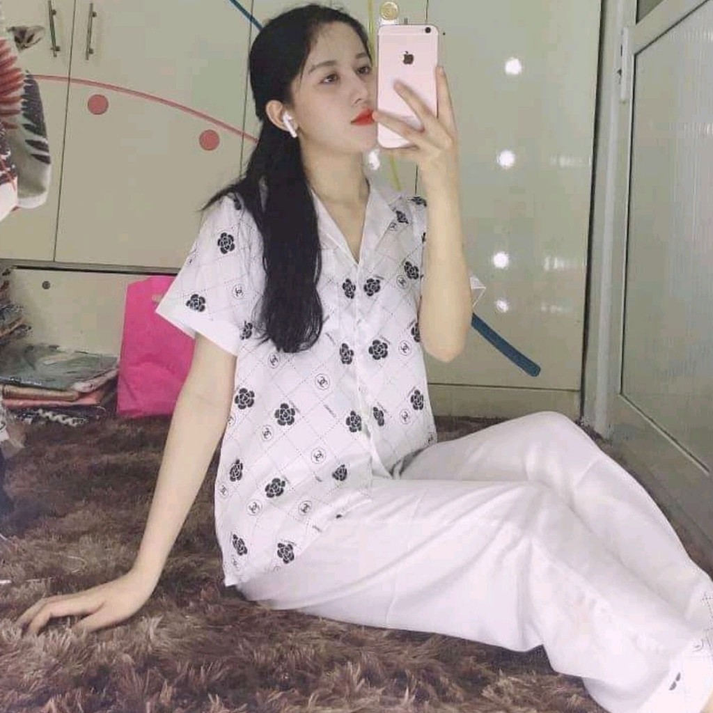 Đồ bộ nữ pijama satin dài nh02