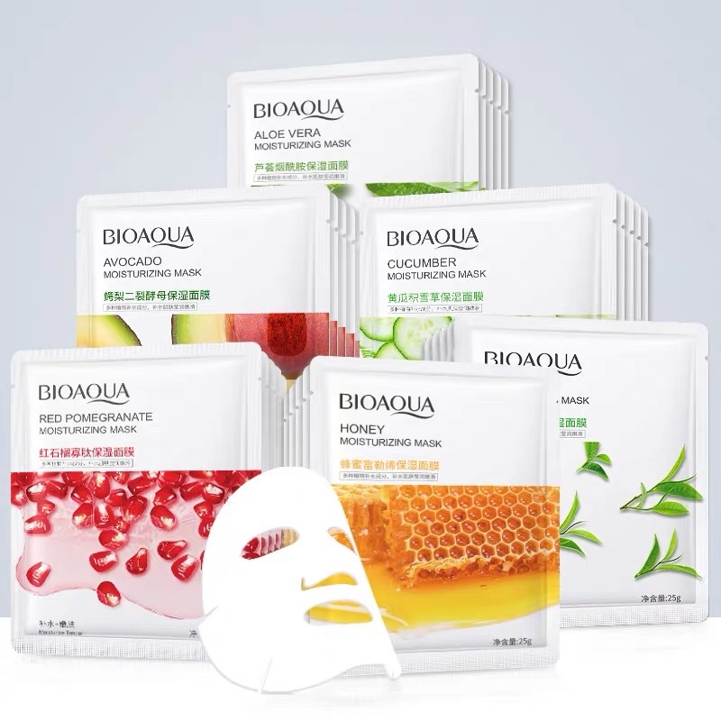 Combo 8 miếng mặt nạ dưỡng ẩm Bioaqua với 8 loại khác nhau (25gx8)
