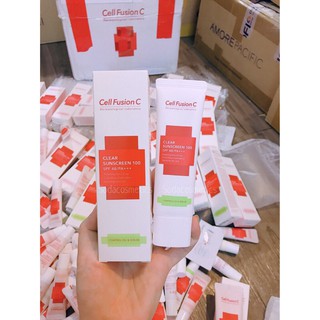 Kem chống nắng Cell Fusion C TRE.AC Clear Sunscreen 100 SPF 48/PA+++ (màu xanh): dành cho da mụn, da dầu 35ml