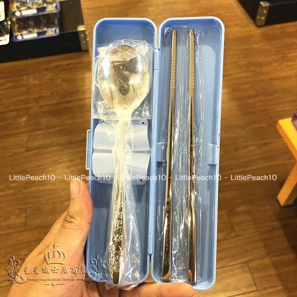 Set muỗng đũa Disney Inox 304 kèm hộp hình Elsa Frozen Car Mcqueen cho trẻ em bé trai gái