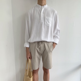 Sơ mi cổ trụ nam linen