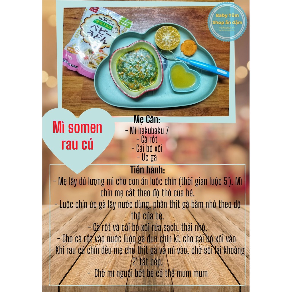 Mì tách muối Hakubaku cho bé ăn dặm NPP Baby Tôm