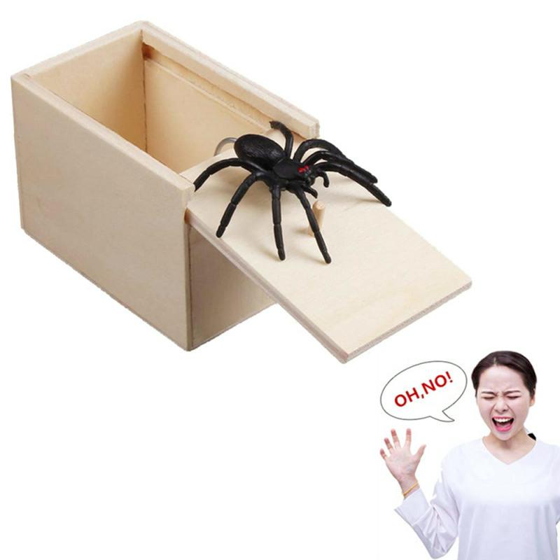 Bán nóng 1 hộp Pc Scare Box bằng gỗ Trò đùa lừa dối Đồ chơi dọa sợ Spider Worm Gag Đồ chơiJoke Ngày Cá tháng Tư Quà tặng Hộp bất ngờ Đồ chơi Halloween