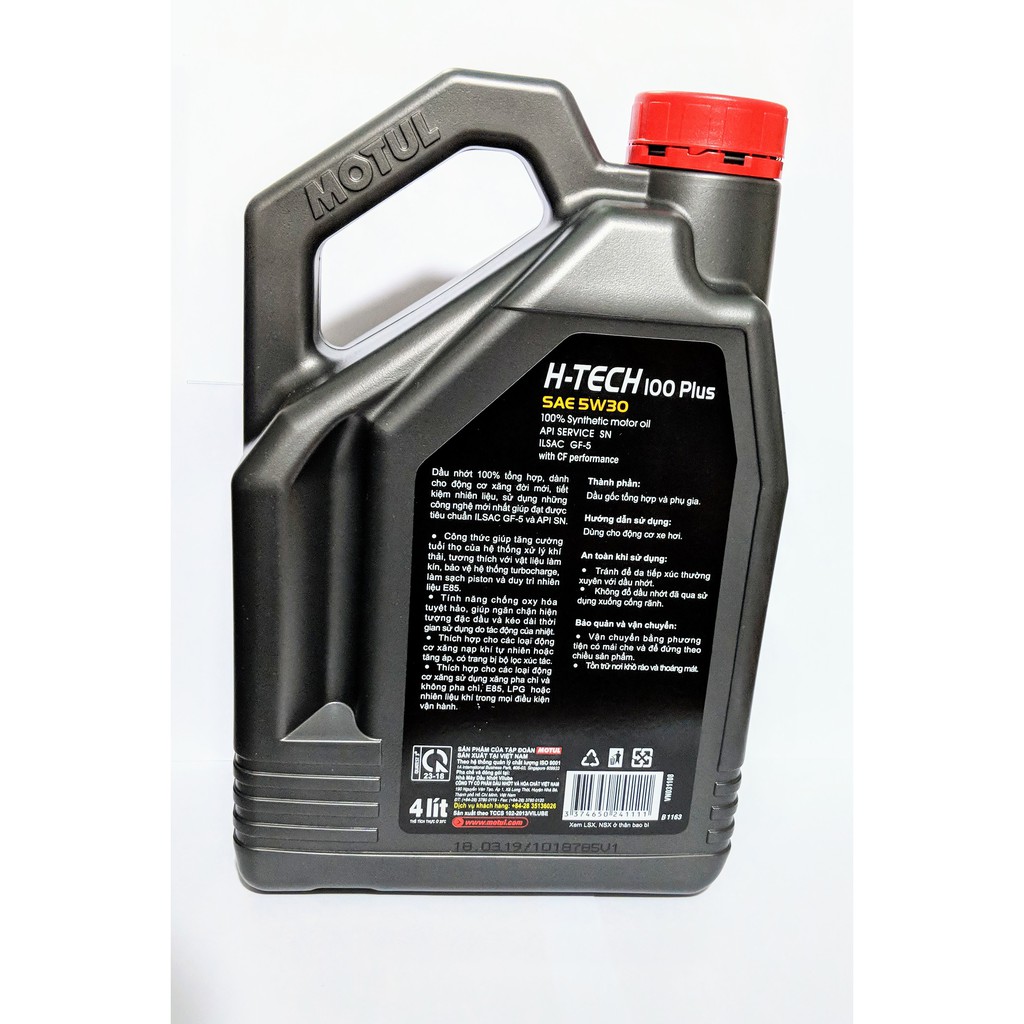 Nhớt Motul H-Tech 100 Plus 5W30 tổng hợp cho xe hơi máy xăng cao cấp