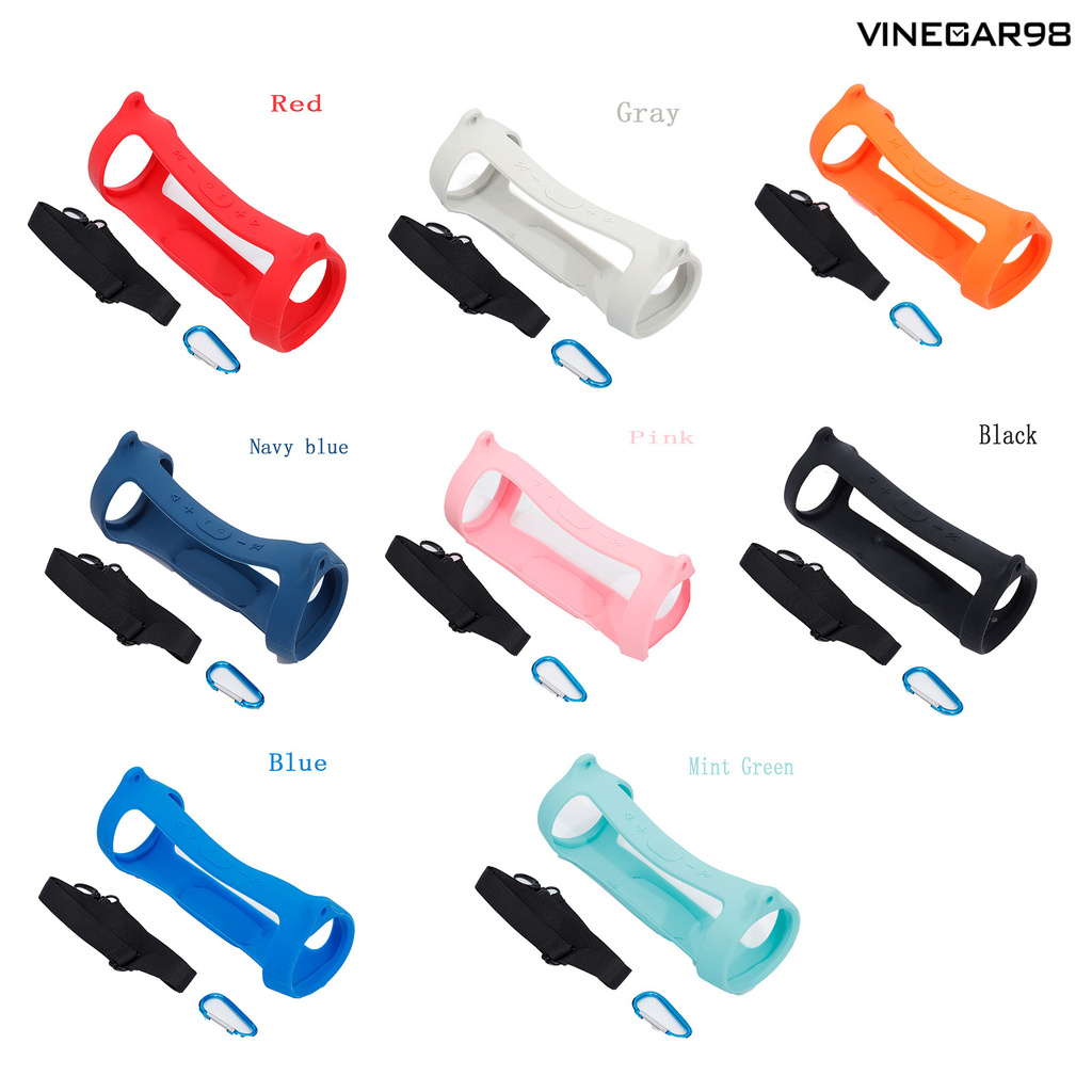 VINE™ 3Pcs/Set Portable Bluetooth Speaker Silicone Cover Case with Strap Carabiner for JBL 4