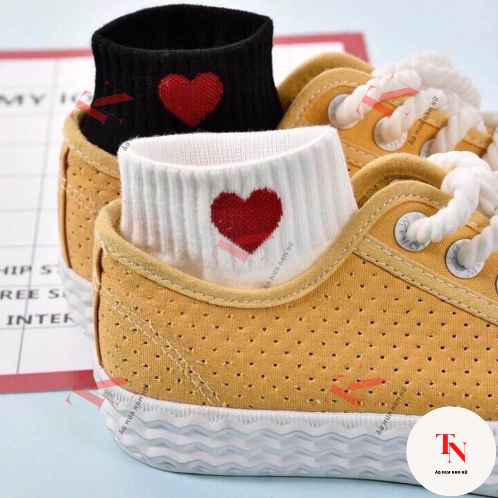 Tất nữ cổ thấp phong cách Hàn Quốc, vớ nữ hoạt tiết trái tim chất liệu cotton chống trơn M2600 - Tình Ngọc Store