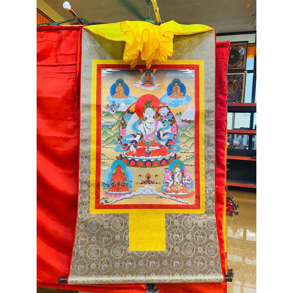 Tranh Thangka 1.2m - Vải mềm nâu Tây Tạng