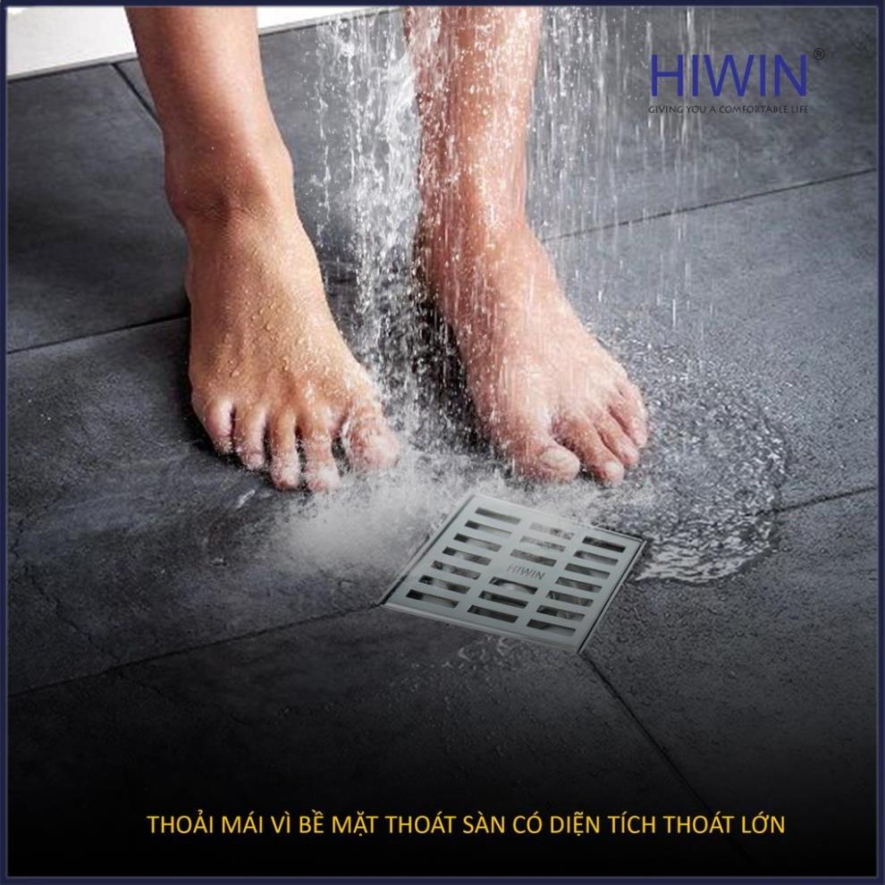 Phễu ga thoát sàn ngăn mùi hôi inox 304 mặt gương kích thước 100x100mm HIWIN FD-121B