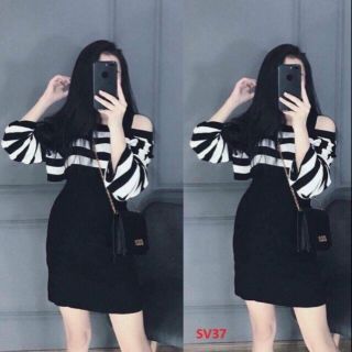 10 Sét váy sọc khoéc vai