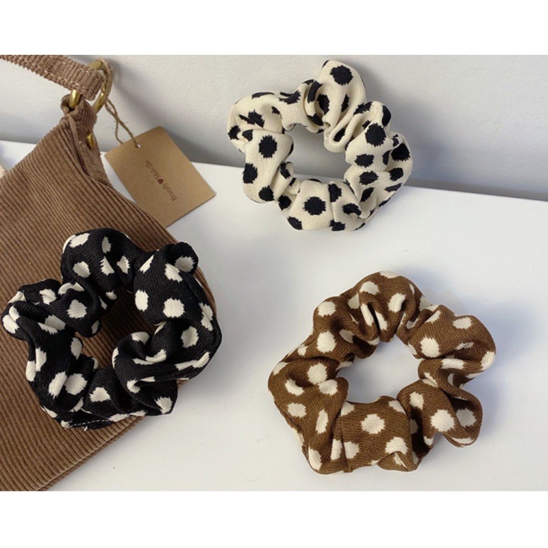 Scrunchies cột tóc vải hoạ tiết cá tính thời trang