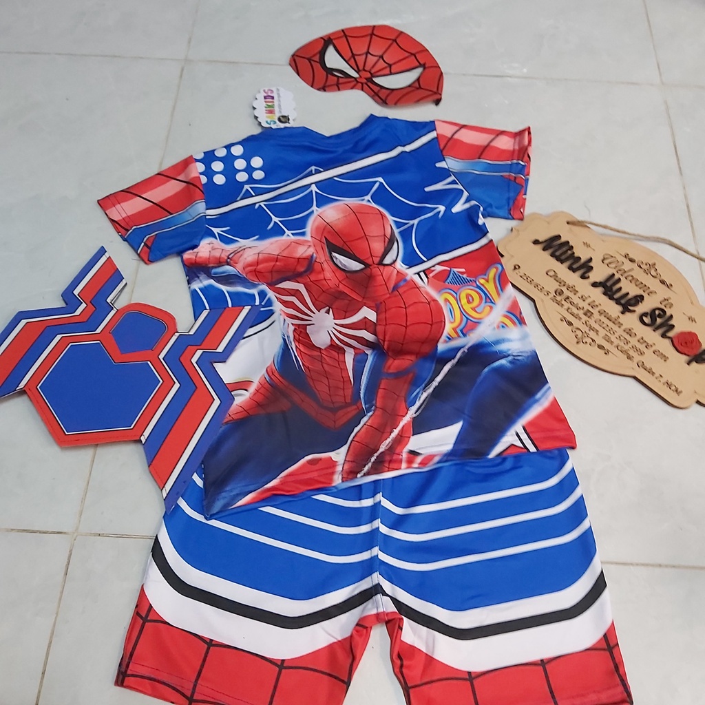 [Hàng mới về] Bộ quần áo thời trang trẻ em Người nhện kèm tặng khiên và mặt nạ - Hàng SamKids