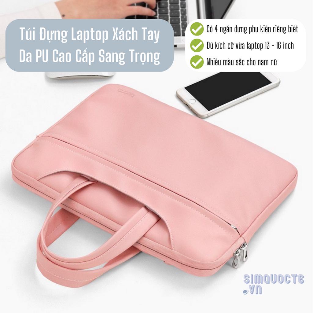 Túi xách đựng laptop da PU 13 - 16 inch cho nam nữ công sở lót nhung sang trọng chống nước chống sốc cao cấp LAP14