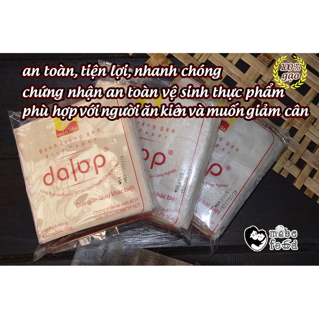 Bánh tráng nướng gạo mỏng Nội địa Dalop , Combo 5 bịch, tiện lợi tiệc tùng, ăn vặt 1 bịch 25 miếng, Mabe Food