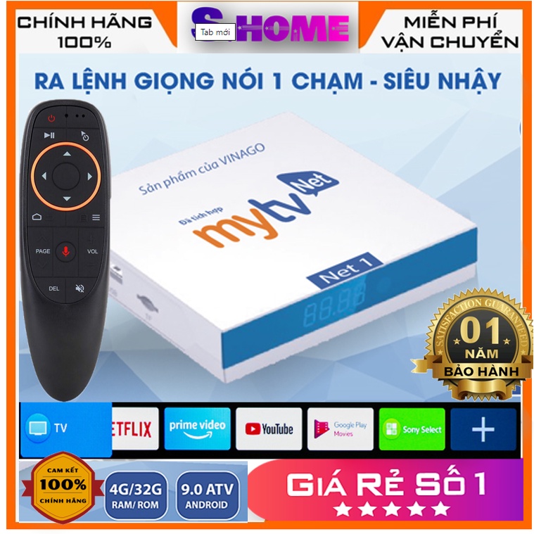 Android TV Box MyTV NET 4G-2021 200 kênh truyền hình, Có điều khiển giọng nói - Sản phẩm Chính hãng