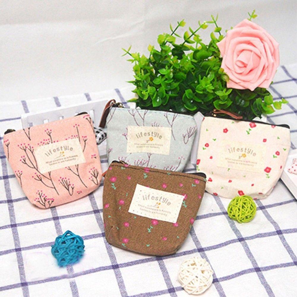 Heriett Ví Đựng Tiền Xu Thẻ Tín Dụng Trang Điểm Bằng Vải Lanh Họa Tiết Hoa Tươi Mới Đẹp Mắt Dành Cho Bạn Nữ