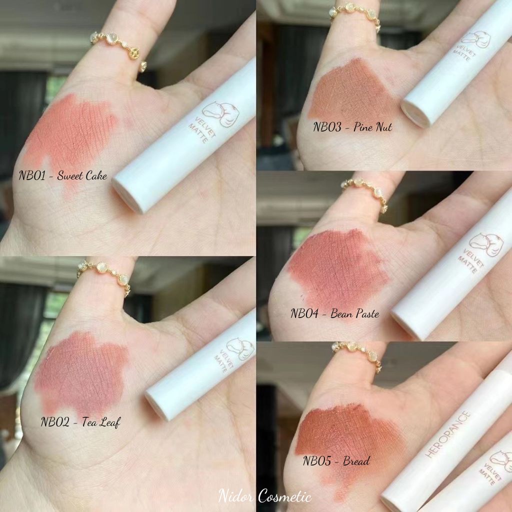 Son Kem Hạt Dẻ HERORANGE Bùn Nhung Matte Lip Glaze - Nội Địa Trung