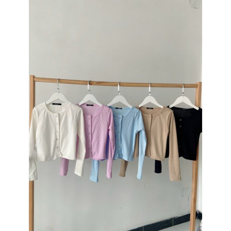 Áo Croptop Nút Bấm Tay Dài Tôn Dáng Laca Store, áo crt dài tay nút tôn dáng H10-2