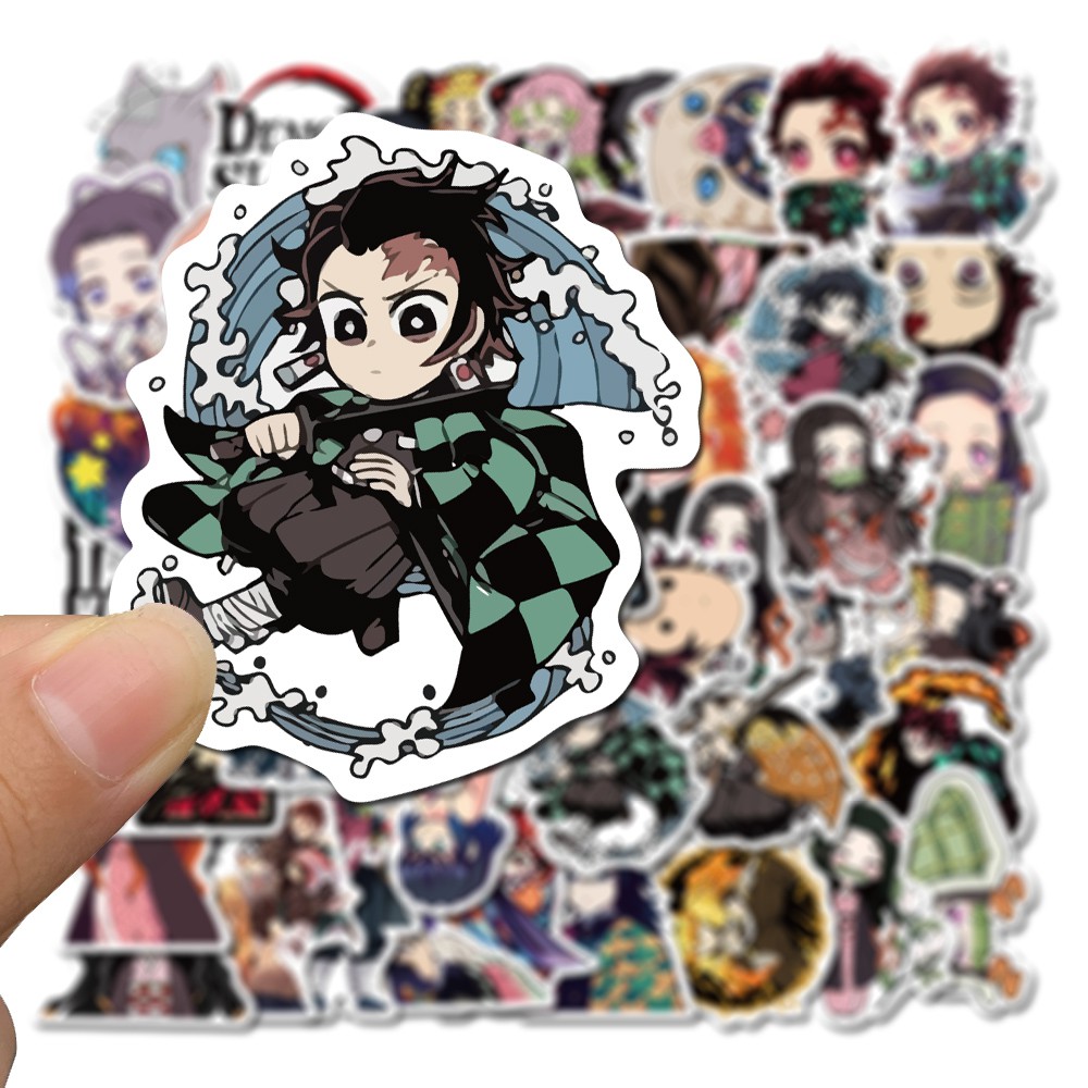 Set 50 sticker hình nhân vật Anime Demon Slayer: Kimetsu no Yaiba trang trí thủ công