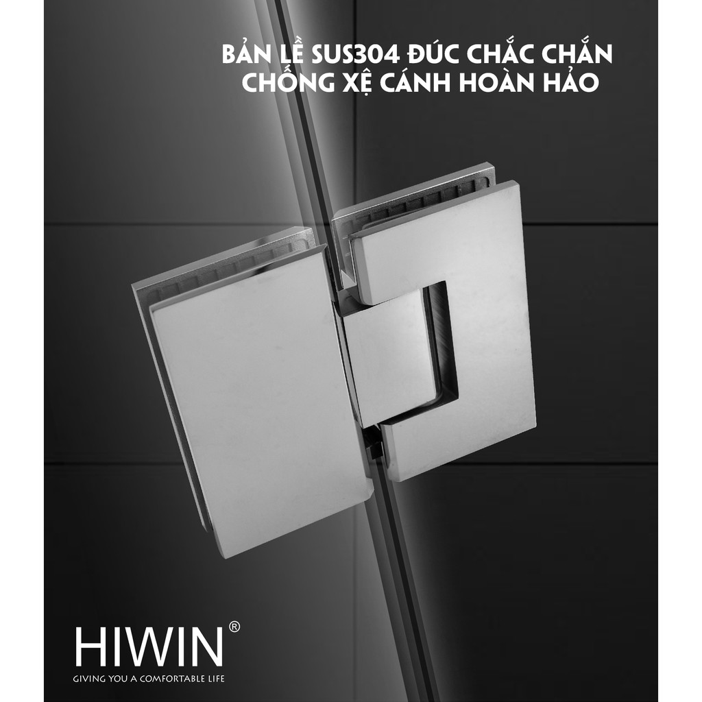 Bộ phụ kiện cabin tắm kết cấu 180 độ chất liệu inox 304 mặt gương Hiwin PKF-180