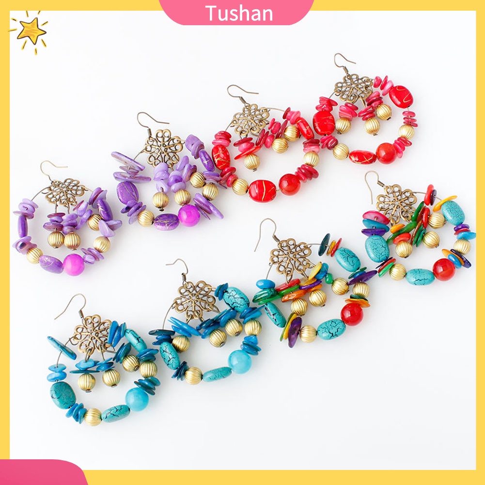 Bông tai dài nhiều màu sắc phong cách Bohemian