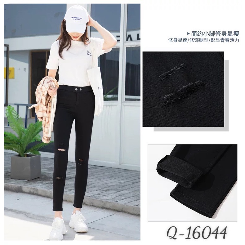 Quần lưng cao BIGSIZE 2 nút rá ch gối 16044